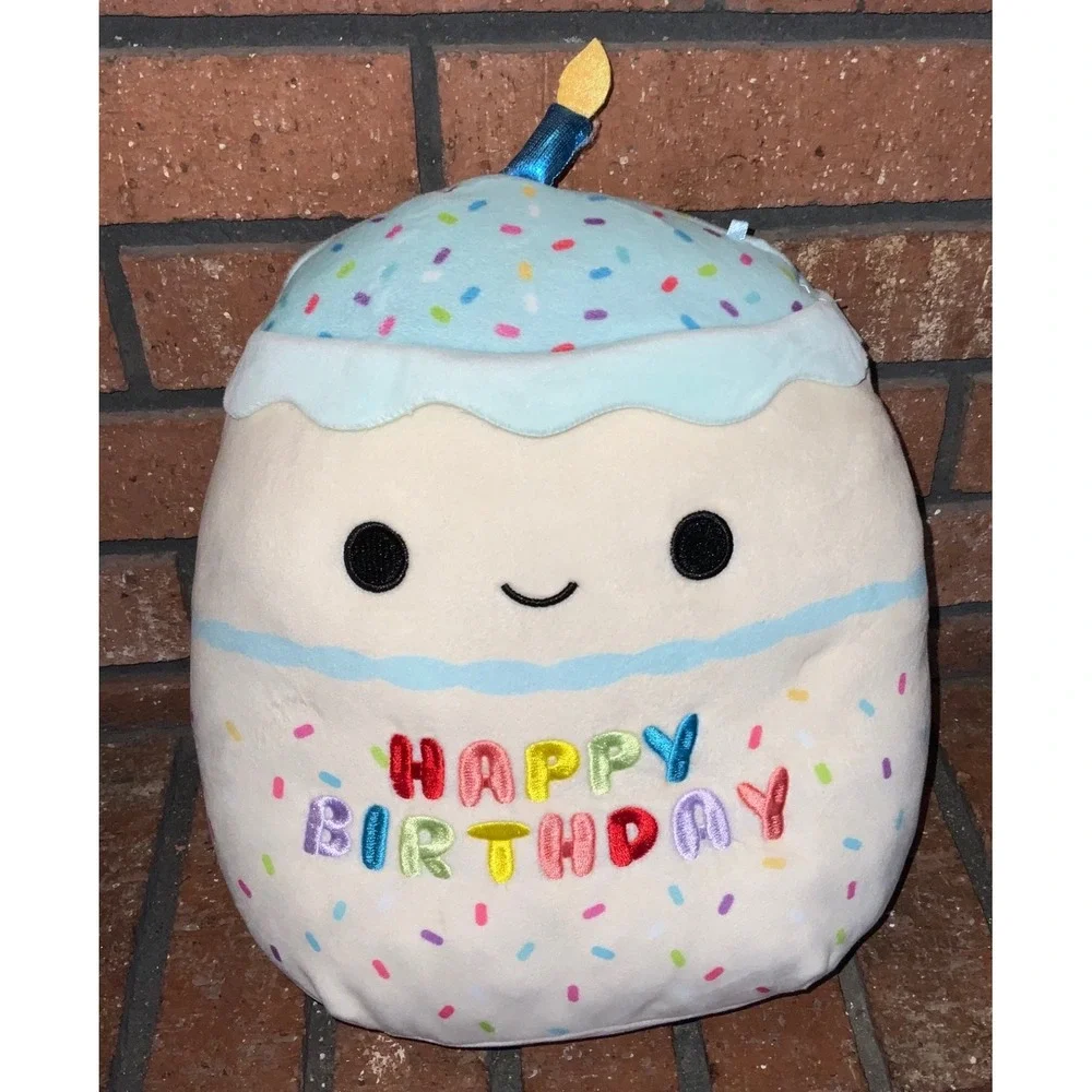 Squishmallows‎ Kellytoy Happy Birthday Cake Plush Cream Blue Sprinkles 12 Inch